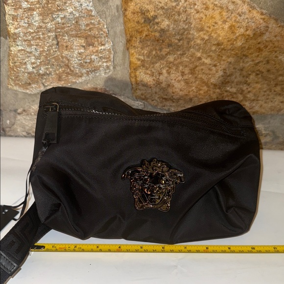 Versace Black Bum Bag with Medusa Accent belt bag NWT 24 hour deal $399 offer - Picture 3 of 7